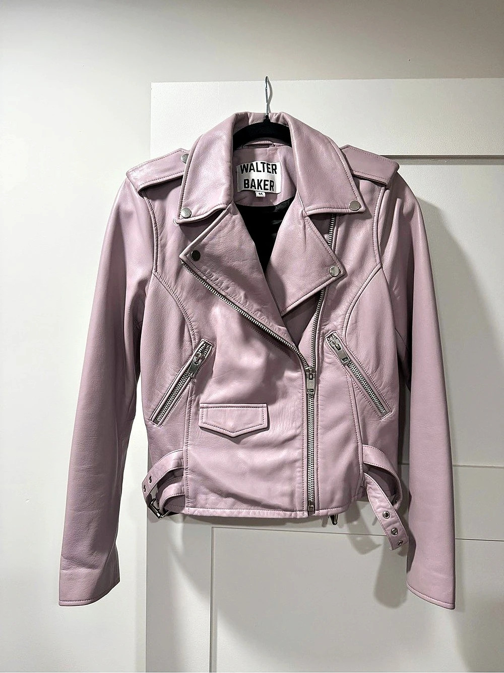 WALTER BAKER Allison Leather Moto Jacket Pink / purple